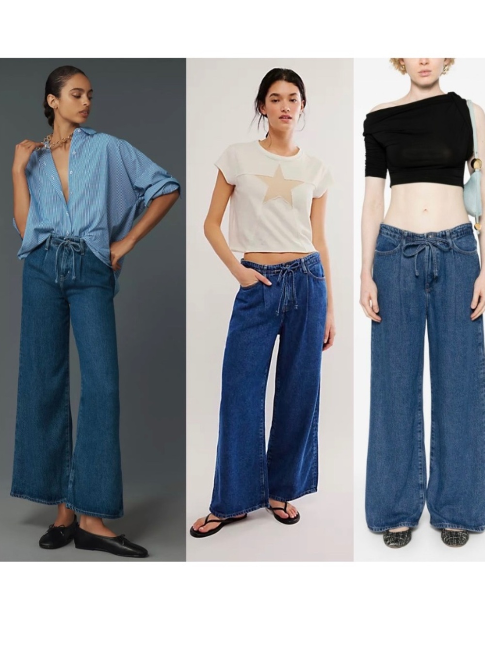 NWT FRAME denim Pixie Drawstring Wide Leg Jeans-size 28